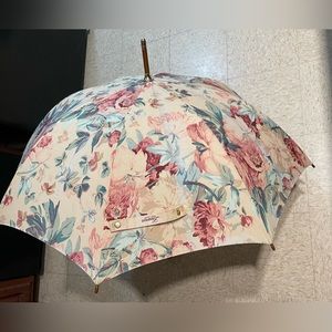 Vintage Lauren RALPH LAUREN Floral Wood Handle Umbrella